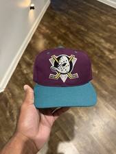 Vintage Mighty Ducks of Anaheim Snapback Hat 100% Wool Grossman Cap Co. NHL picture