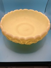 Vintage Fenton Custard Satin Glass Bowl, Water Lily Pattern picture