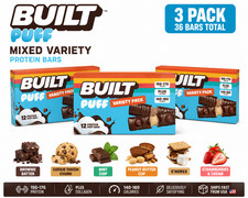 BUILT Puff Mixed Flavor Protein Bars 3 Pack 36 Count Assorted Variety Box picture