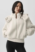ALO Yoga Foxy Sherpa Jacket Removable Hood Zipper Coat Women's Warm Casual Wear picture