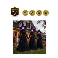 Eerie 6FT Halloween Witches with 8 Lighting Modes & Timer for Outdoor Fun picture