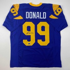 Facsimile Autographed Aaron Donald Los Angeles Royal Blue Jersey Mens XL picture