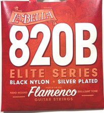 La Bella Guitar Strings Nylon #820B Black Nylon Silver Plated Flamenco picture