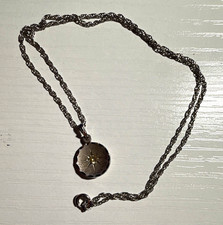Vintage THEDA Sterling Silver Starburst Pendant Necklace Clear Stone picture