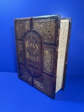 Antique Victorian Family Holy Bible c. 1890’s - Leatherbound US Made - Restored picture