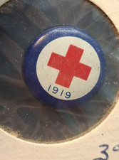 WWI 1919 American Red Cross Pinback Button Vintage ARC Lapel Pin Excellent picture