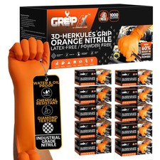 Herkules Grip Heavy Duty 8Mil Orange Nitrile Gloves,3D Raised Diamond Texture... picture
