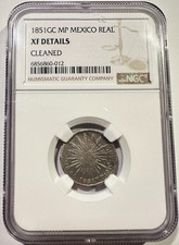 1851-GC MP Guadalupe y Calvo Mexico 1 Real Silver PCGS XF Details Rare Date picture