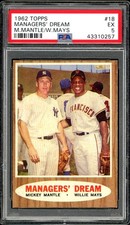 1962 Topps #18 Mangers' Dream Mickey Mantle Willie Mays HOF PSA 5 EX picture