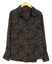 Pleione Women's Plus 3X Black Scatter Print Blouse, Long Slv, V-Neck NWT picture