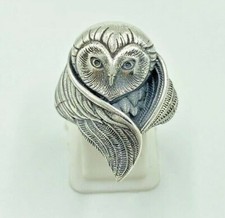 Rare Antique 925 Sterling Silver Owl Ring Adjustable Handmade Animal Jewelry picture