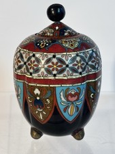 1868-1912 Japanese Cloisonne 4 Panel Enamel on Bronze 3.75