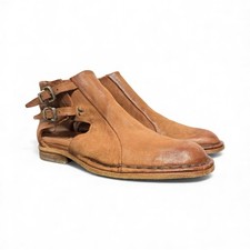 A.S.98 Dusty Meadow Cognac Leather Boots Size 38 US 8 Distressed Boho Moto Italy picture