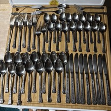 Interpur Florenz 8 Petal Flatware Lot of 53 Pcs Stainless Silverware Korea VTG picture