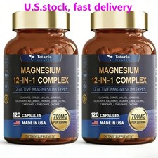2-bottle Totaria Health Magnesium 12-in-1 Complex 700mg.Glycinate Citrate Malate picture