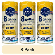 (3 pack) Color Scents Medium 8-Gallon Twist Tie Trash Bags, Vanilla Flower Scent picture