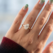 0.50 CT Fancy Oval Cut Lab Created Diamond 18K Gold Solitaire Engagement Ring picture