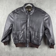 Vintage LL Bean A2 Bomber Jacket Size L Leather Wool Made In USA Flight Aviator picture