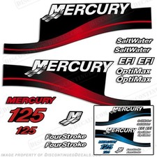 Fits Mercury 125hp Outboard Decal Kit 125 Blue or Red - All Models Available picture