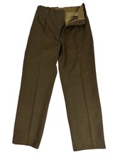 French Army Wool Dress Trousers Military Uniform Pants 1950's Olive Brown picture