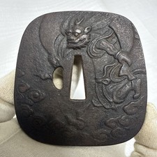 Antique Japanese Iron Tsuba – Raijin Thunder God Design picture