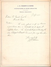 1915 J.S. Mason & Sons Business Letter Westboro Massachusetts Ephemera Signed picture