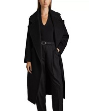 NEW, REISS Bridget Wool-Blend Blindseam Coat in Black Sz 14 #C017 picture