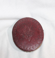 RARE Antique Victorian Painted Miniature Lady Portrait in Leather Case picture