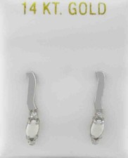 GENUINE 0.38 Cts OPAL DANGLE EARRING 14K WHITE GOLD - Free Certificate Appraisal picture