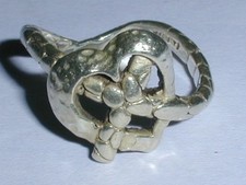 RARE- SARDA STERLING SILVER PEBBLE TEXTURE ABSTRACT HEART W/ CROSS RING- SIZE 7 picture