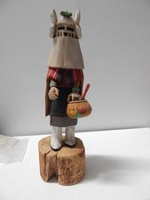 VINTAGE SIGNED ALL WOOD HOPI PUEBLO INDIAN SNOW MAIDEN KACHINA DOLL / CARVING picture