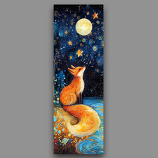 Whimsical Bookmark - Starry Night Fox Themed Gift For Book Readers, Laminated picture