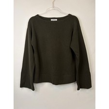 Madewell Wide-Cuff Boatneck Sweater in Merino Wool Midnight Olive Size Small NEW picture