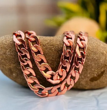 24 inch Pure Copper Solid CUBAN Chain Necklace, Healing Jewelry Spiritual picture