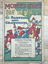 Mother Goose Big Book for Painting & Coloring Book c.1917 RARE LARGE Antique picture