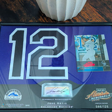 2002 Playoff Absolute Memorabilia Jose Ortiz Rockies Jersey Patch Auto # /125 picture
