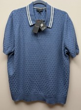 NEW Ted Baker Men’s Short Sleeve  Blue Regular Stitched Polo Shirt Sz. 5 (XL) picture