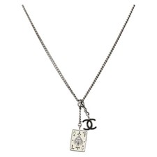 CHANEL Necklace metal Silver CC Auth 205469M picture