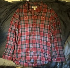 Duluth Trading Co Flannel Shirt Size M/Tall Red Gray Black Plaid picture