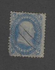 US Scott 63a, one cent ultramarine, Franklin,1861-66, F-VF, scv. $1200 picture