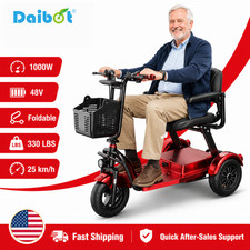 Daibot 1000W Folding Electric Tricycle for Adults w/ Armrests Removable Battery picture