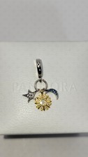 Autenthic PANDORA 762676C01 Celestial Sun Star Moon Tripple Charm W/ Box B36 picture
