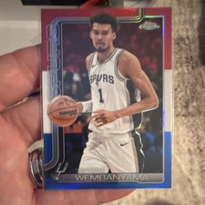 Topps 2024-25 Topps Chrome Victor Wembanyama RC #221 red white blue refractor picture