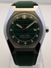 Refurbished Men's King Seiko Automatic 3 Days Green Dial Green Strap Date Watch picture