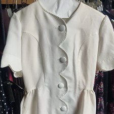  Vintage 70s Action Line Nurse Uniform Dress WScalloped Button Front Mod Size 10 picture
