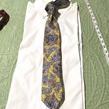 Robert Talbott Seven Fold Woven Silk Tie Gold Blue Brown Paisley One Size picture