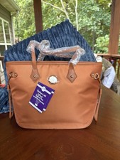 NWT  Joy Mangano Brown SKU SUPR Clothes It All Tufftech, Zippered Tote 17 X 11.5 picture