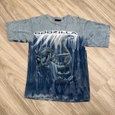 Vintage 1998 Godzilla Movie T-Shirt Men's Teal Blue Tie-Dye sz S RARE picture