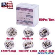 50Pcs Dental Matrices Bands Sectional Contoured Metal Matrix bands soft S/M/L US picture