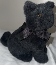 Heartline Black Kitty Cat Plush Hallmark Vintage Halloween Kitten 8 Inch Sitting picture